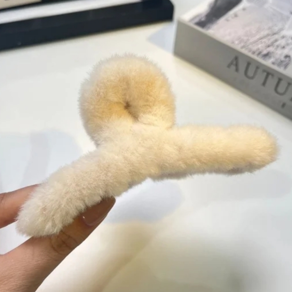 Plush White Hair Clip